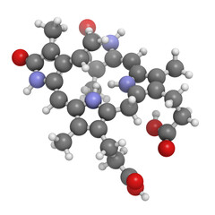 Bilirubin heme breakdown product, molecular model