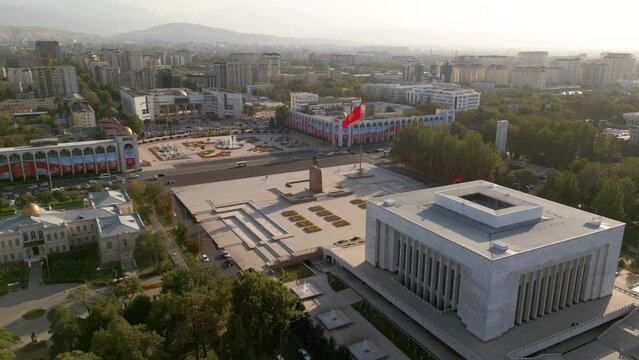 Aerial view of Bishkek city's Ala-Too central square