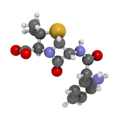 Ampicillin beta-lactam antibiotic drug, chemical structure.