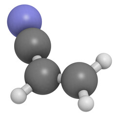 Acrylonitrile molecule, polyacrylonitrile (PAN) and ABS plastic (acrylonitrile butadiene styrene) building block.