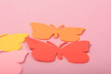 colorful butterflies on lilac background

