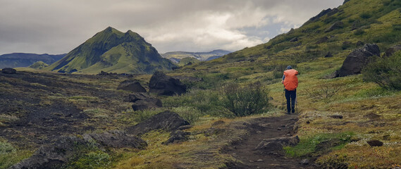 iceland mountain sunset hiking walking
