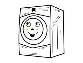 Collection of Kawaii Sketches or Doodles, Home Appliances decorated with Facial Expression Emoticons