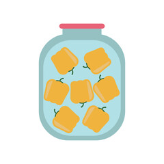 vegetables vector yellow pepper in a glass jar isolated illustration