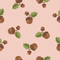 nature vector two acorns seamless pattern