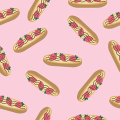 food vector sandwich with strawberry and chocolate pattern