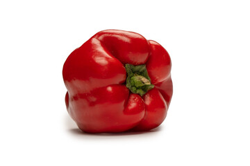 Red bell pepper isolated on a white background.
