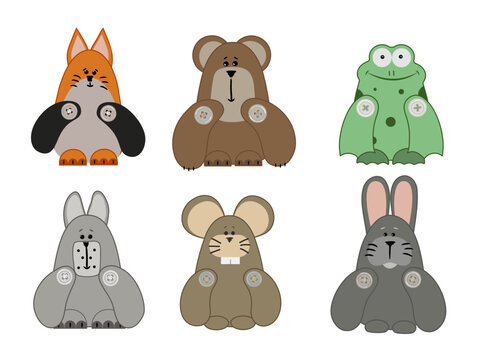 Set of Cute cartoon forest animals for animation and baby patterns