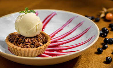 Typical peruvian food, pecan pie dessert