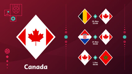 world cup 2022 canada national team Schedule matches in the final stage at the 2022 Football World Championship. Vector illustration of world football 2022 matches.