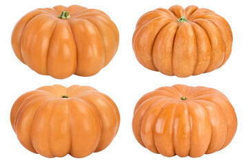Fresh orange pumpkin isolated on white background with full depth of field