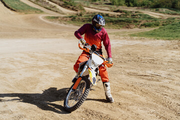 Extreme and Adrenaline. Motocross rider in action. Motocross sport. Active lifestyle.