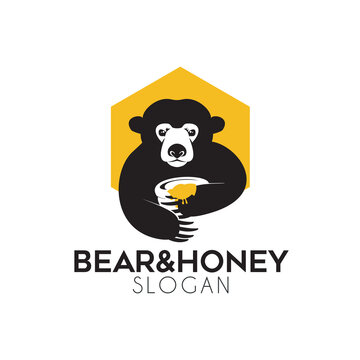 Honey bear logo design vector image