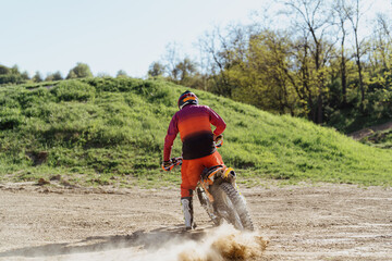 Extreme and Adrenaline. Motocross rider in action. Motocross sport. Active lifestyle.