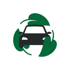 Car icon with renewable energy sources. clean energy. nature conservation concept. editable vector.
