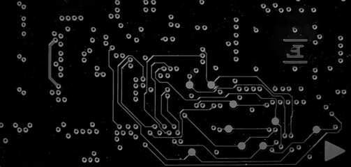 Circuit Board Realistic Vector Illustration. Black and White Background