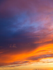Sky with clouds during sunset. Clouds and blue sky. A high-resolution photograph. Panoramic photo for design and background.
