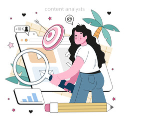 Fototapeta premium Content manager concept. Idea of digital promotion strategy