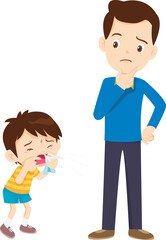 Father noticed that his son was sick