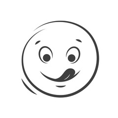 Yummy and hungry emoticon icon with tongue lick mouth. Vector illustration isolated on white background.
