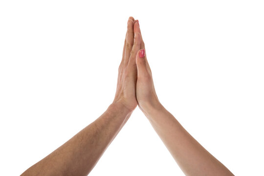 Two hands making a high five isolated on transparent background