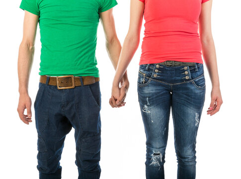front view image of a man and woman in casual clothing isolated on transparent background