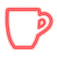 The shape of the mug, the neon red contour isolated on white