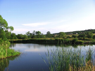 A beautiful pond in the village