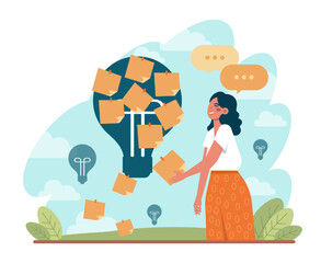 Brainstorm concept. New idea or problem solution generation