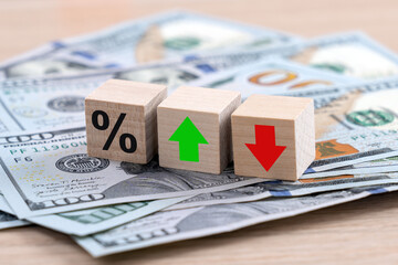 US interest rates are going up and down for business concept