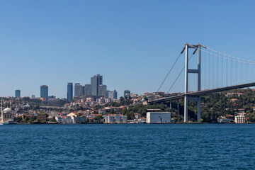 Panorama from Bosporus to city of Istanbul, Turkey