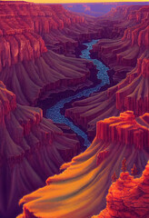 Fototapeta premium Illustration of Grand Canyon National Park