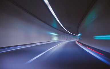 blurred motion while traveling through the tunnel