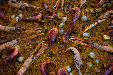 image of a real seafood paella