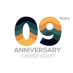 09th Anniversary Logo Design, Number 89 Icon Vector Template.Minimalist Color Palettes