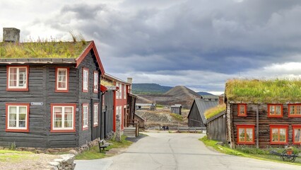 centre ville de la cité minière de Røros en Norvège, patrimoine mondial de l'UNESCO