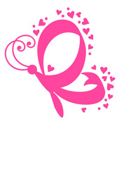 Butterfly Pink ribbon sign. Breast Cancer Awareness month October
