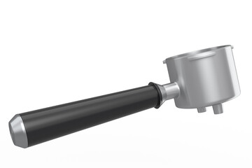 Espresso coffee machine horn on white background.