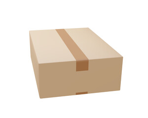 Cardboard or carton realistic delivery boxes with scotch tape and labels.