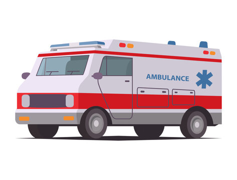Ambulance van.First aid car.Emergency car.Vector modern flat style.Isolated on white background.