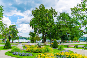 Niagara Falls, ON, Canada - August 31, 2022: Queen Victoria Park in Niagara Falls, ON, Canada. Queen Victoria Park, view on Niagara Falls