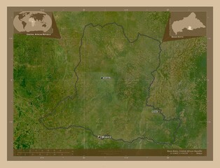 Basse-Kotto, Central African Republic. Low-res satellite. Labelled points of cities