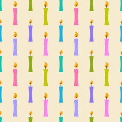 Festive cartoon seamless birthday candle doodle pattern for wrapping paper and clothes print and kids fabrics