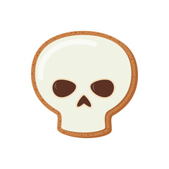 Halloween skull cookies with frosting. Cute vector illustration.