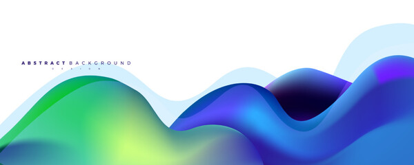 Liquid abstract fluid gradient shapes background design template.