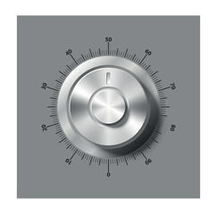 Adjustment round dial. Grey button for adjusting volume level of player, application or program. Interface for website, graphic element. Music editing software. Realistic 3D vector illustration