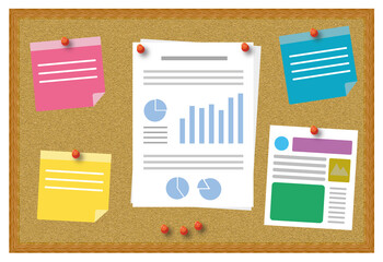 bulletin board to paste notes or to make announcements, news, information, reminders, pending tasks and notes in general.