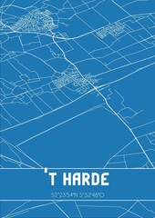 Blueprint of the map of 't Harde located in Gelderland the Netherlands.