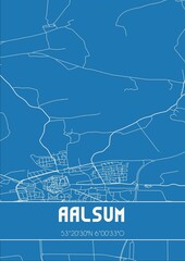 Blueprint of the map of Aalsum located in Fryslan the Netherlands.