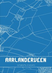 Blueprint of the map of Aarlanderveen located in Zuid-Holland the Netherlands.
